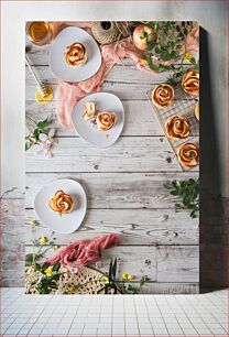 Πίνακας, Rustic Apple Pastries on Wooden Table Ρουστίκ γλυκά μήλου σε ξύλινο τραπέζι