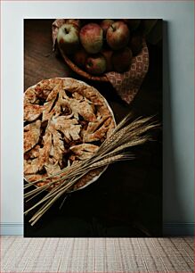 Πίνακας, Rustic Apple Pie and Wheat Stalks Χωριάτικη μηλόπιτα και κοτσάνια σιταριού