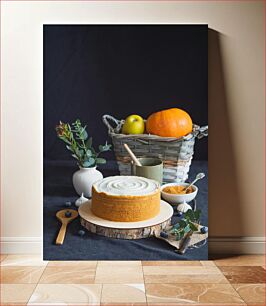 Πίνακας, Rustic Cake with Fruits and Greenery Ρουστίκ κέικ με φρούτα και πρασινάδα