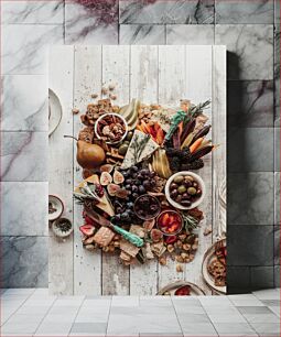 Πίνακας, Rustic Charcuterie Board with Fruits and Cheese Ρουστίκ αλλαντικά με φρούτα και τυρί