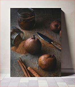 Πίνακας, Rustic Cinnamon and Pear Still Life Ρουστίκ Νεκρή φύση με κανέλα και αχλάδι