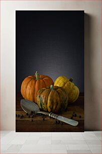 Πίνακας, Rustic Pumpkins with Vintage Utensil Ρουστίκ κολοκύθες με vintage σκεύος