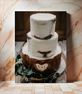 Πίνακας, Rustic Wedding Cake with Initials Ρουστίκ γαμήλια τούρτα με αρχικά