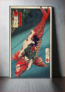 Πίνακας, Saitō Oniwakamaru on a Carp (1873) by Tsukioka Yoshitoshi