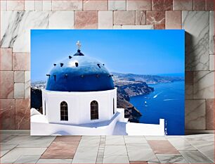 Πίνακας, Santorini Dome Overlooking the Sea Θόλος Σαντορίνης με θέα στη θάλασσα