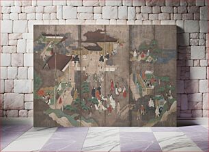 Πίνακας, Scenes from the Tale of Genji on Silver Ground (left of a pair) during 18th century