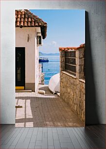 Πίνακας, Seaside Alley with Boat Παραθαλάσσιο δρομάκι με βάρκα