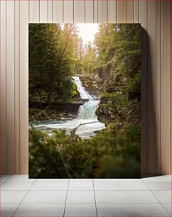 Πίνακας, Serene Forest Waterfall Καταρράκτης Γαληνό Δάσος