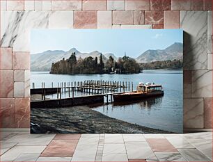 Πίνακας, Serene Lakeside with Pier Γαλήνια δίπλα στη λίμνη με προβλήτα