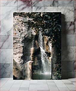 Πίνακας, Serene Waterfall in Nature Γαλήνιος καταρράκτης στη φύση