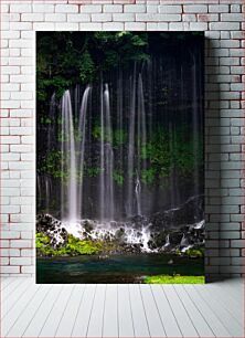 Πίνακας, Serene Waterfall Scene Γαλήνια Σκηνή Καταρράκτη
