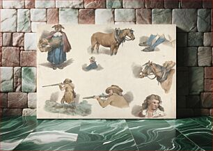 Πίνακας, Set of Five: Eight studies: Woman with Basket, Blinkered Cart Horse, etc