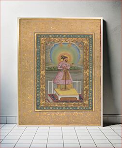 Πίνακας, Shah Jahan on a Terrace, Holding a Pendant Set With His Portrait", Folio from the Shah Jahan Album