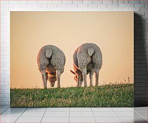 Πίνακας, Sheep Grazing at Sunset Πρόβατα που βόσκουν στο ηλιοβασίλεμα