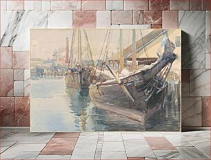 Πίνακας, Ships at the Dock (1893) by Dora Louise Murdoch