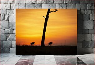 Πίνακας, Silhouette of Animals at Sunset Σιλουέτα των ζώων στο ηλιοβασίλεμα