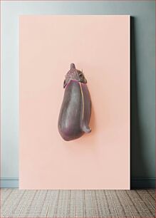 Πίνακας, Single Eggplant on Pink Background Ενιαία μελιτζάνα σε ροζ φόντο