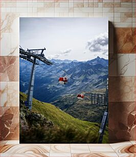 Πίνακας, Ski Lift in Mountainous Landscape Τελεφερίκ στο ορεινό τοπίο