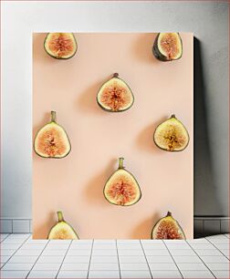 Πίνακας, Sliced Figs on Pastel Background Φέτες Σύκα σε παστέλ φόντο