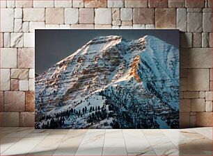 Πίνακας, Snow-Capped Mountain at Sunset Χιονισμένο βουνό στο ηλιοβασίλεμα