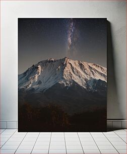 Πίνακας, Snow-Capped Mountain under Starry Sky Χιονισμένο βουνό κάτω από τον έναστρο ουρανό