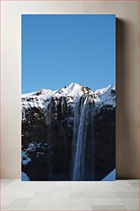 Πίνακας, Snow-Capped Mountain with Waterfall Χιονισμένο βουνό με καταρράκτη