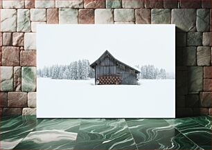 Πίνακας, Snow-Covered Cabin in Winter Forest Χιονισμένη καμπίνα στο χειμερινό δάσος