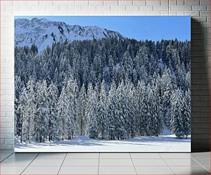 Πίνακας, Snow-Covered Forest and Mountain Χιονισμένο δάσος και βουνό