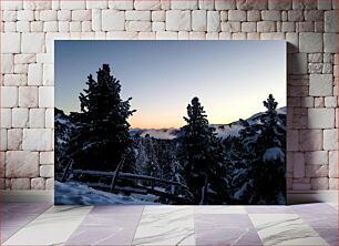 Πίνακας, Snow Covered Forest at Sunset Χιονισμένο δάσος στο ηλιοβασίλεμα