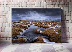 Πίνακας, Snow-Covered Landscape under Dark Clouds Χιονισμένο τοπίο κάτω από σκοτεινά σύννεφα