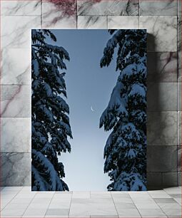 Πίνακας, Snow-Covered Trees and Crescent Moon Χιονισμένα δέντρα και ημισέληνος