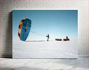 Πίνακας, Snow Expedition with Parachute Εκστρατεία χιονιού με αλεξίπτωτο