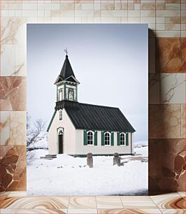 Πίνακας, Snowy Church Scene Σκηνή Χιονισμένη Εκκλησία