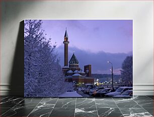 Πίνακας, Snowy Mosque at Dusk Χιονισμένο Τζαμί στο σούρουπο