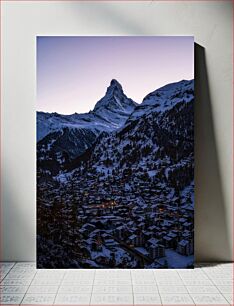 Πίνακας, Snowy Mountain at Dusk Χιονισμένο βουνό στο σούρουπο