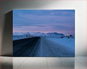 Πίνακας, Snowy Mountain Landscape at Dusk Χιονισμένο ορεινό τοπίο στο σούρουπο