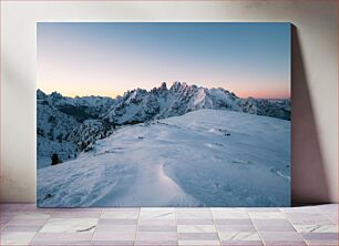 Πίνακας, Snowy Mountain Landscape at Sunrise Χιονισμένο ορεινό τοπίο στην ανατολή του ηλίου