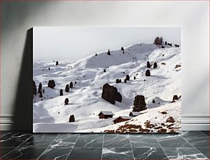 Πίνακας, Snowy Mountain Landscape with Trees Χιονισμένο ορεινό τοπίο με δέντρα