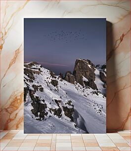 Πίνακας, Snowy Mountain Range at Dusk Χιονισμένη οροσειρά στο σούρουπο