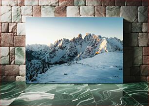 Πίνακας, Snowy Mountain Range at Sunrise Χιονισμένη οροσειρά στην ανατολή του ηλίου