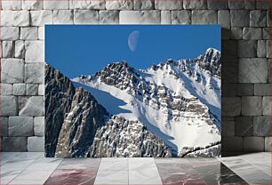 Πίνακας, Snowy Mountain with Moon Χιονισμένο βουνό με φεγγάρι