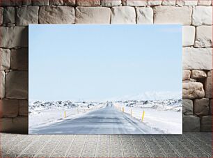 Πίνακας, Snowy Road Amid Winter Landscape Χιονισμένος δρόμος μέσα σε χειμερινό τοπίο