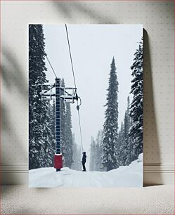 Πίνακας, Snowy Ski Lift in Forest Χιονισμένο Τελεφερίκ στο Δάσος