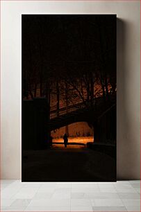 Πίνακας, Solitary Figure Under the Bridge at Night Μοναχική φιγούρα κάτω από τη γέφυρα τη νύχτα