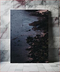 Πίνακας, Solitary Person on Rocky Shoreline Μοναχικό άτομο στη βραχώδη ακτή