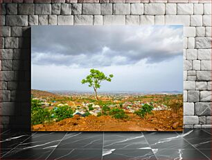 Πίνακας, Solitary Tree Overlooking Cityscape Μοναχικό δέντρο με θέα το αστικό τοπίο