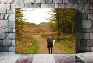 Πίνακας, Solo Hiker in Autumn Forest Σόλο πεζοπόρος στο φθινοπωρινό δάσος