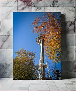 Πίνακας, Space Needle and Autumn Leaves Διαστημική βελόνα και φθινοπωρινά φύλλα