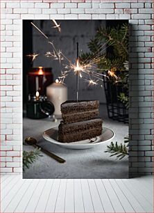 Πίνακας, Sparkler Celebrating Chocolate Cake Sparkler που γιορτάζει το κέικ σοκολάτας