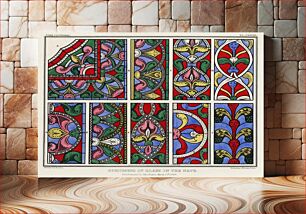 Πίνακας, Specimens of the Glass in the Nave (1845) by John Bowne, a vibrantly colored painting of the vintage glass of York Cathedral